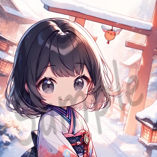 ちびキャラArt集(Black Medium Hair & Black eyes)