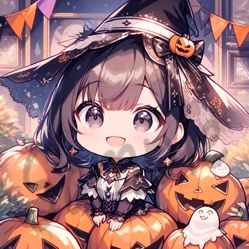 ちびキャラArt集(Black Medium Hair & Black eyes)