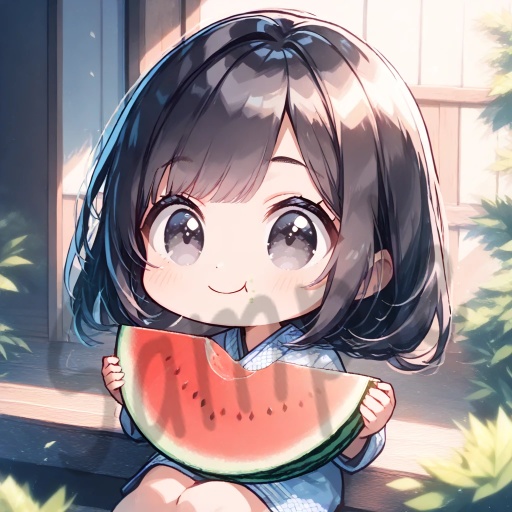 ちびキャラArt集(Black Medium Hair & Black eyes)