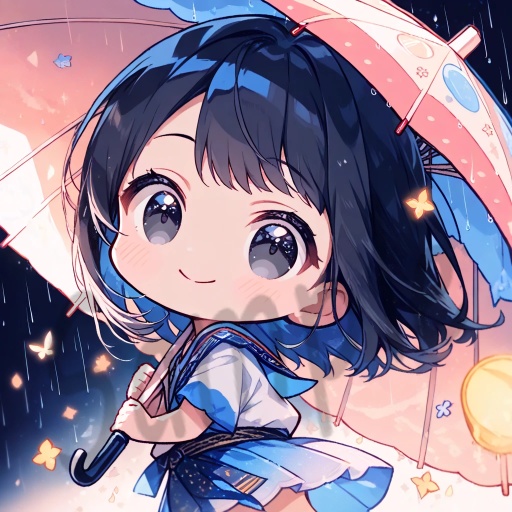 ちびキャラArt集(Black Medium Hair & Black eyes)