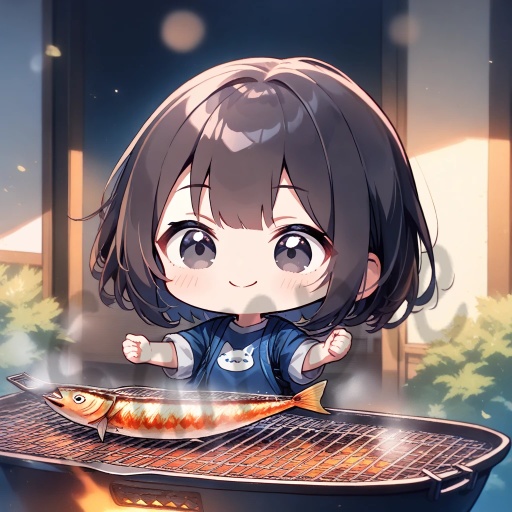 ちびキャラArt集(Black Medium Hair & Black eyes)