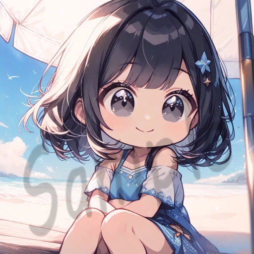 ちびキャラArt集(Black Medium Hair & Black eyes)