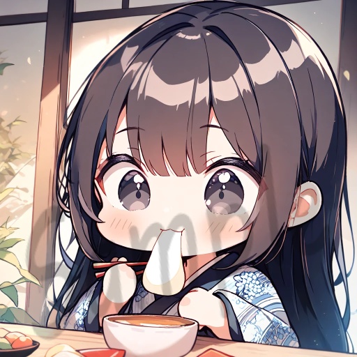 ちびキャラArt集(Black Long Hair & Black eyes)