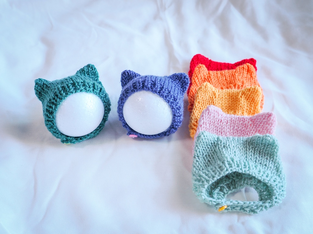 ねこ耳ボンネット　8cmぬいぐるみ用