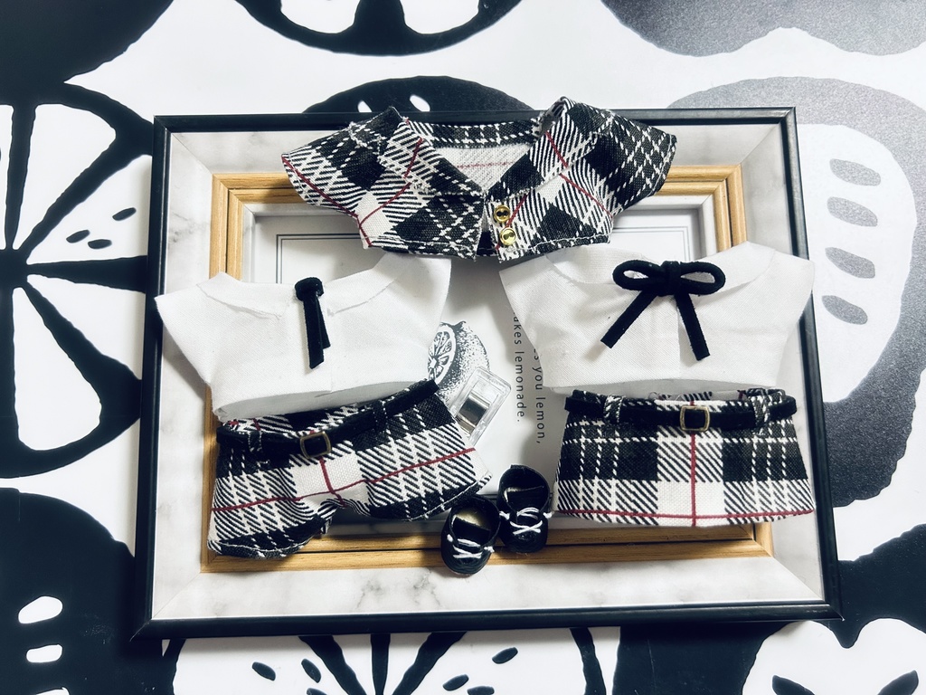 【ぱぺぬい服】チェック柄セットアップ