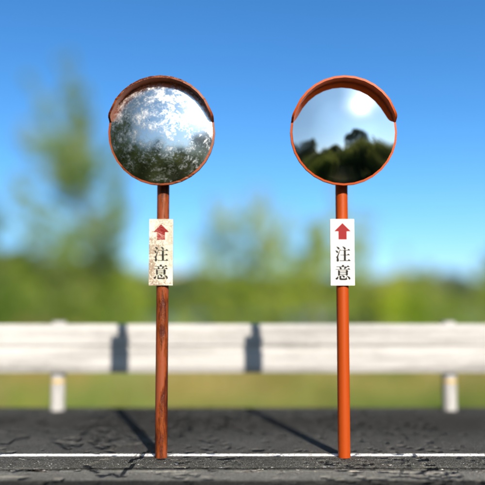 【FBX】カーブミラー(2種)【商用OK】