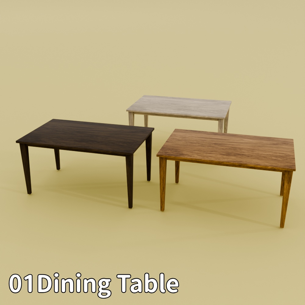 テーブルセット8種【FBX/Unitypackage】