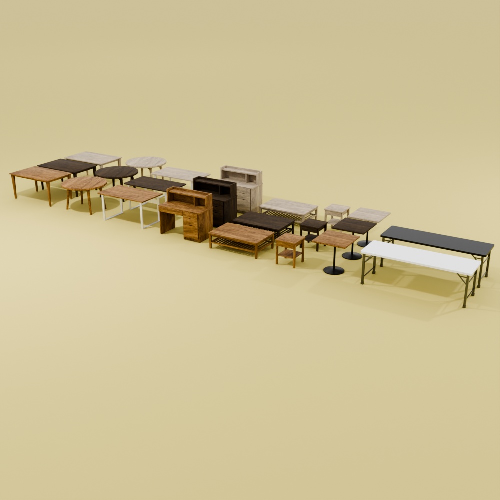 テーブルセット8種【FBX/Unitypackage】