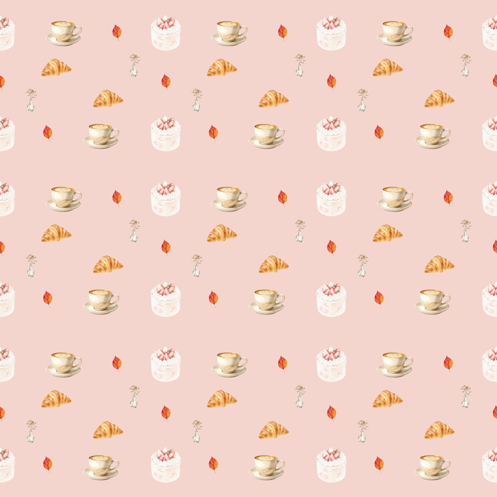 デジタルペーパー　秋のカフェ　pink