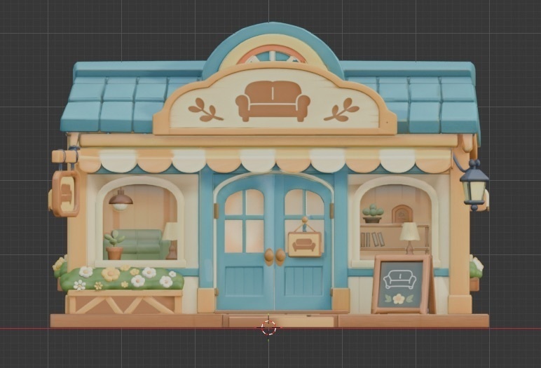 【3Dモデル】可愛い家具屋さんのお店(Unity / VRChat対応・パーツ別)