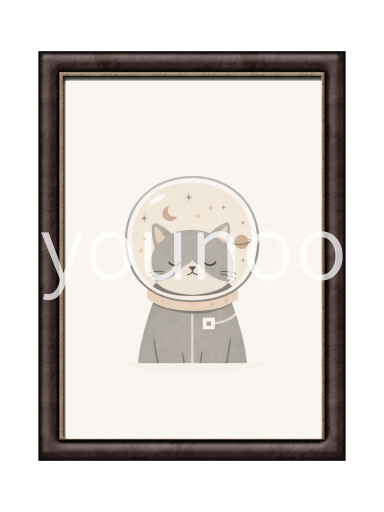 北欧風 ミニマル 猫ポスター 宇宙猫 インテリアアート ベージュ ナチュラル デジタルダウンロード |Scandinavian Cat Poster Printable, Minimalist Space Cat Wall Art, Nordic Neutral Decor, Cute Animal Printable