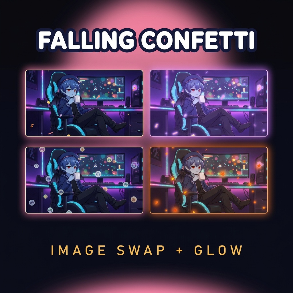 Falling Confetti|紙吹雪・紅葉 Lottie アニメーション(BG/FG 2層・画像差し替え対応)