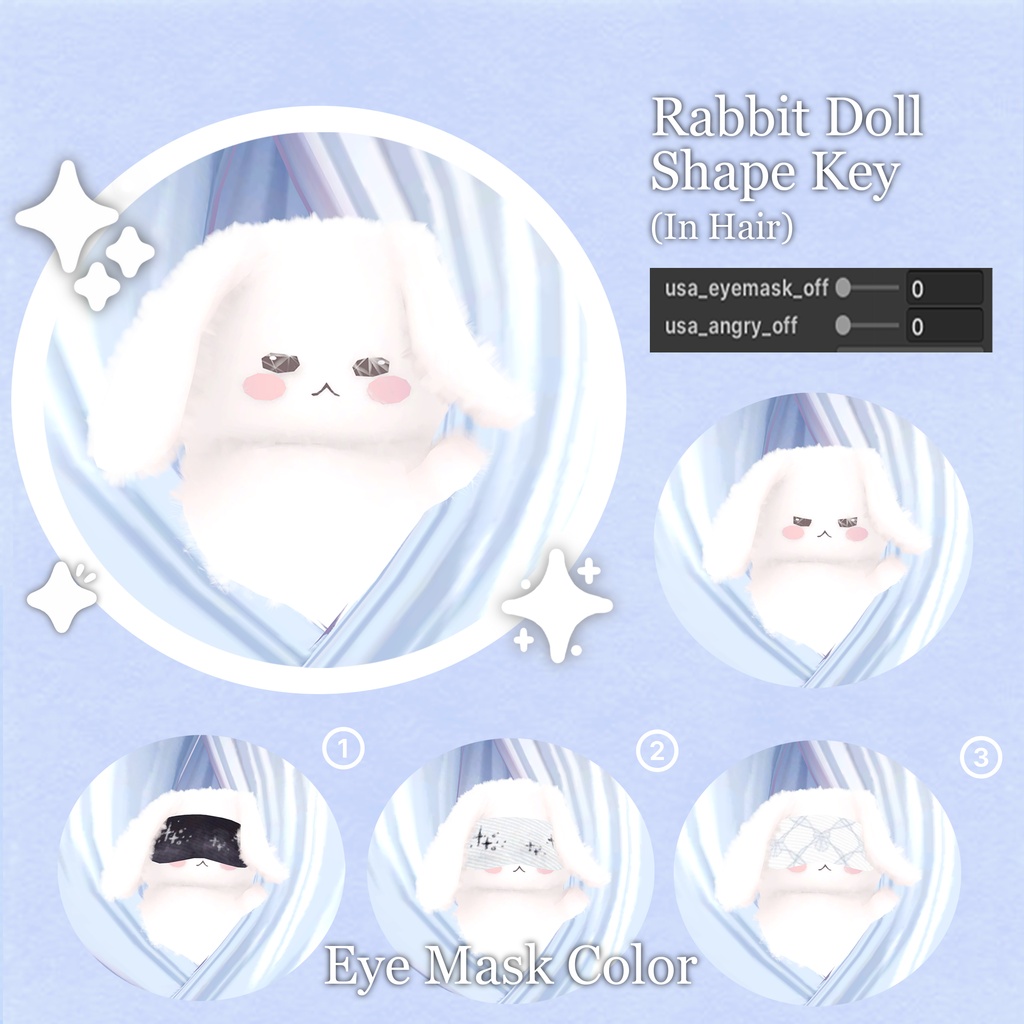 ๐<19 Avatar>Sleepy Bunny hair & Rabbit Set๐