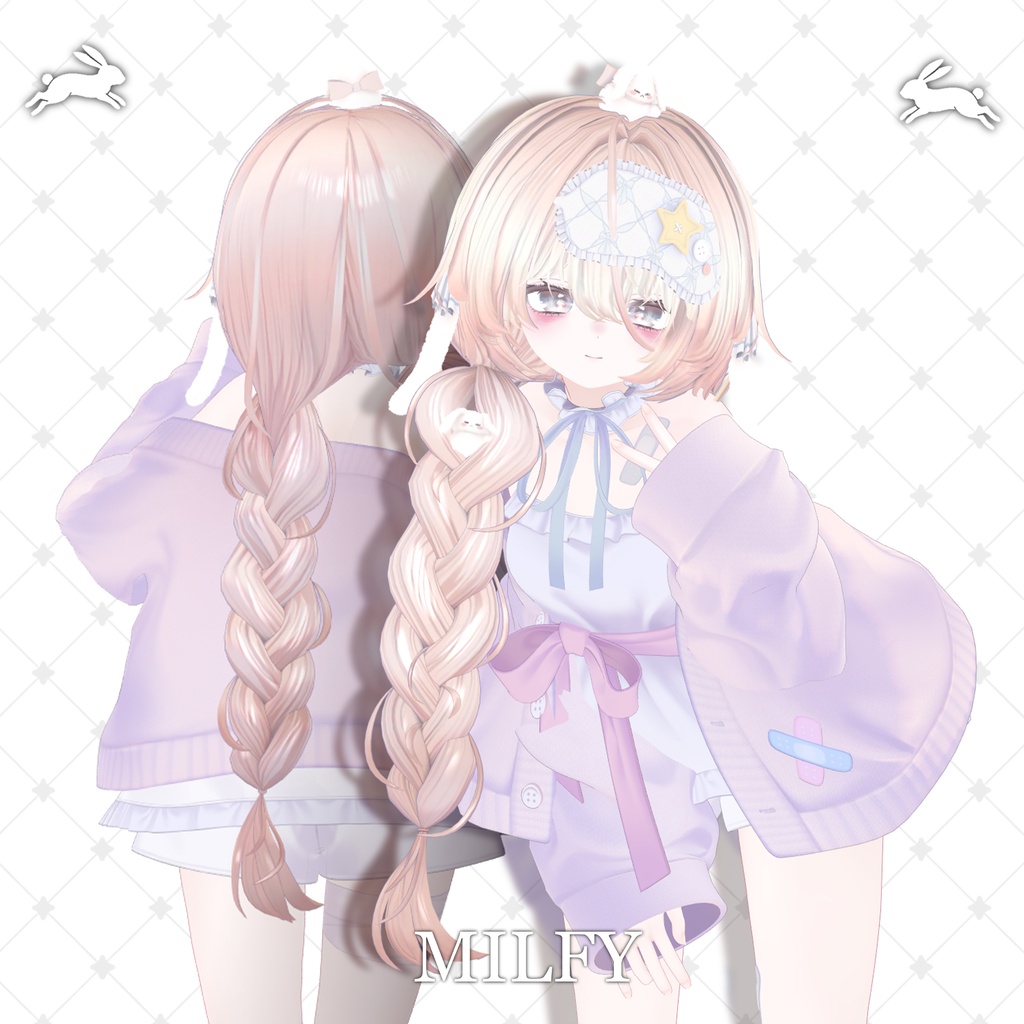!SALE!๐<19 Avatar>Sleepy Bunny hair & Rabbit Set๐