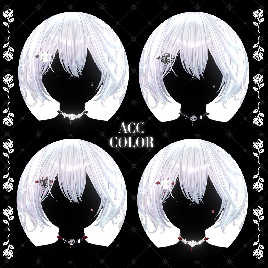 💀 🌹Sale!<18Avater>Twin rose hair+acc set🌹💀
