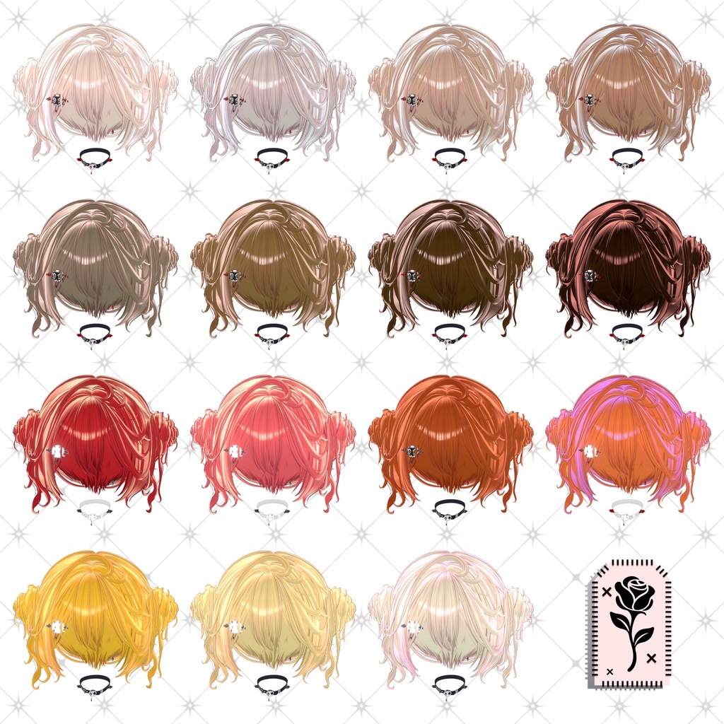 💀 🌹Sale!<18Avater>Twin rose hair+acc set🌹💀