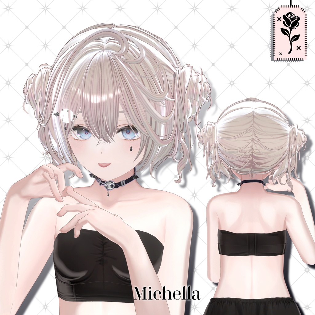 💀 🌹Sale!<18Avater>Twin rose hair+acc set🌹💀