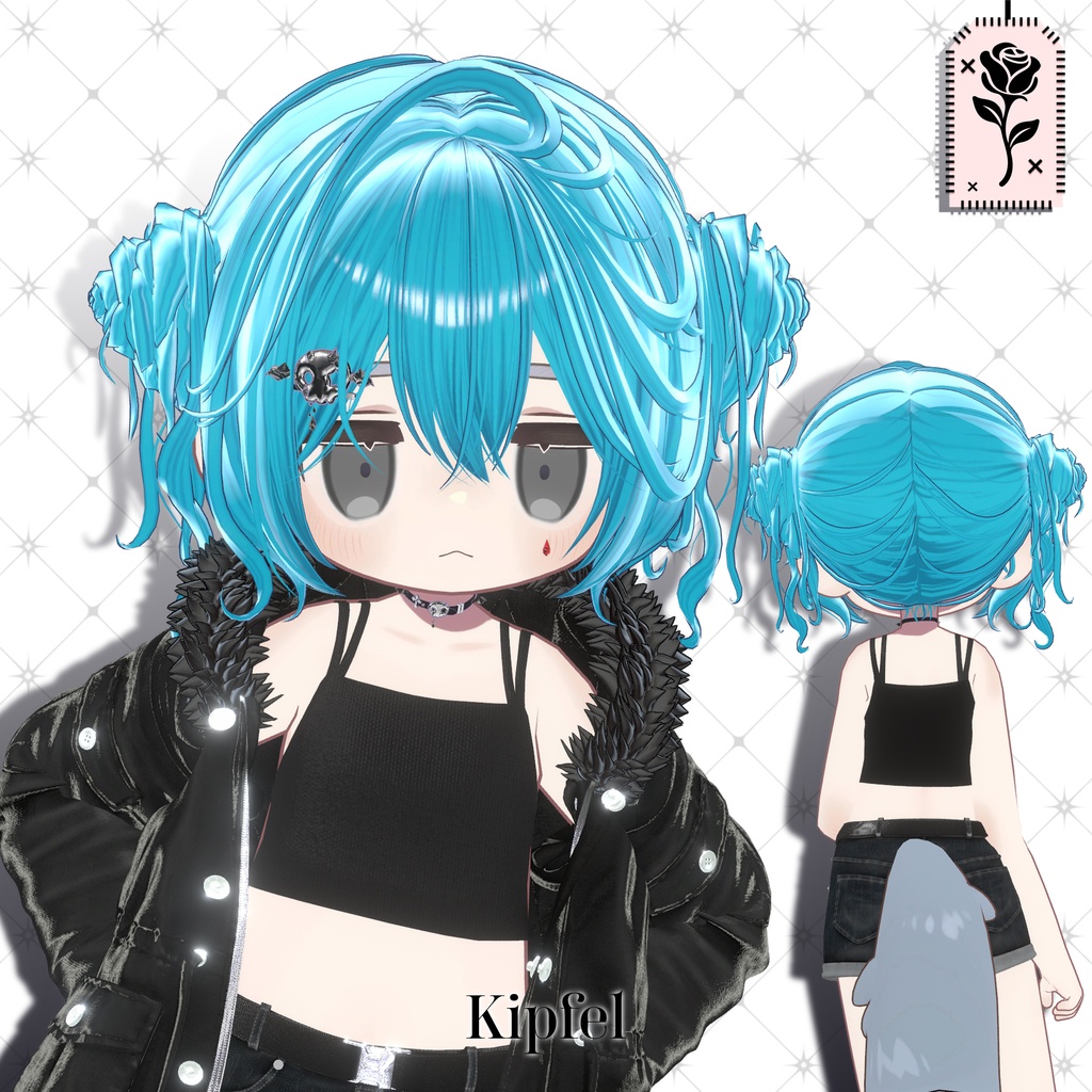 💀 🌹Sale!<18Avater>Twin rose hair+acc set🌹💀