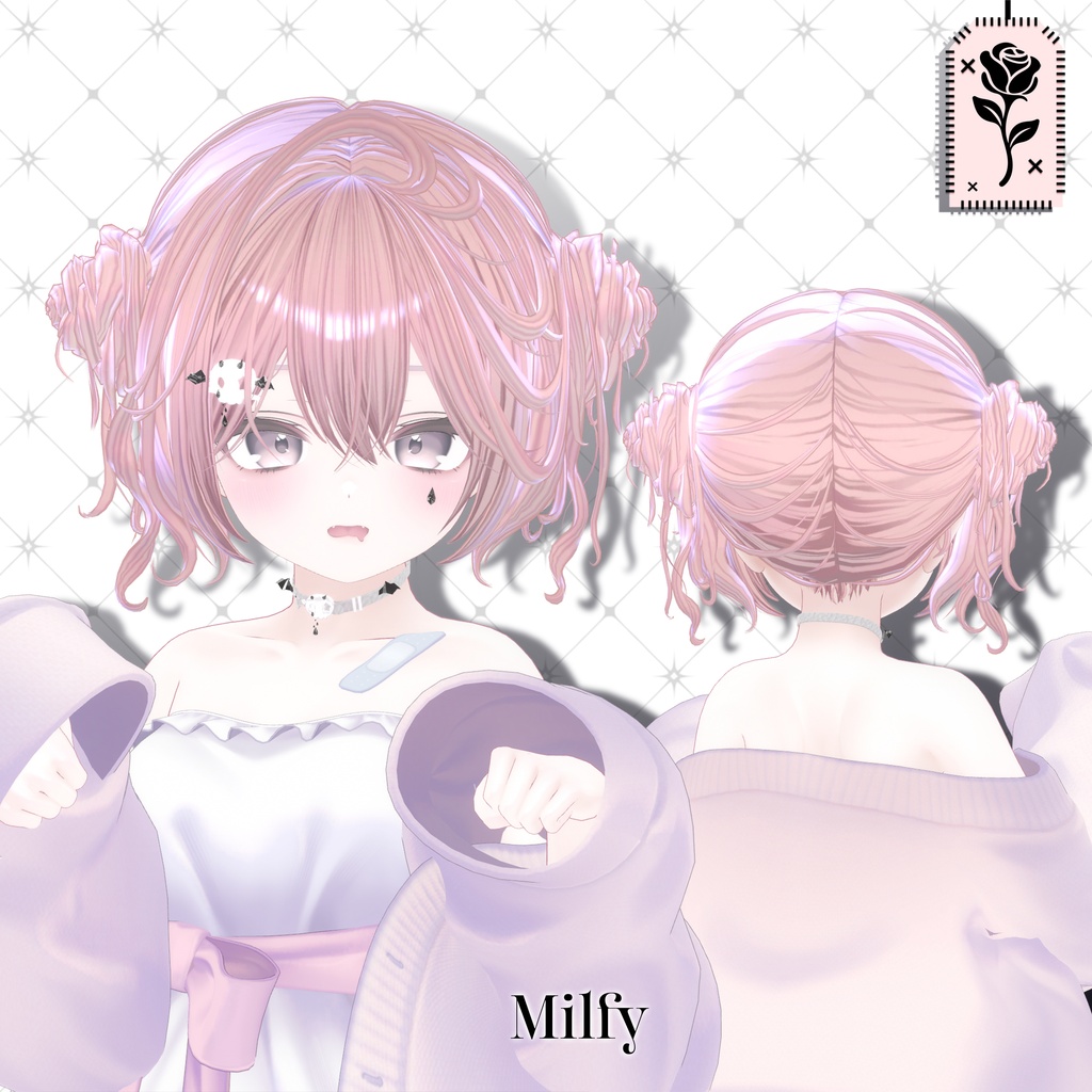 💀 🌹Sale!<18Avater>Twin rose hair+acc set🌹💀
