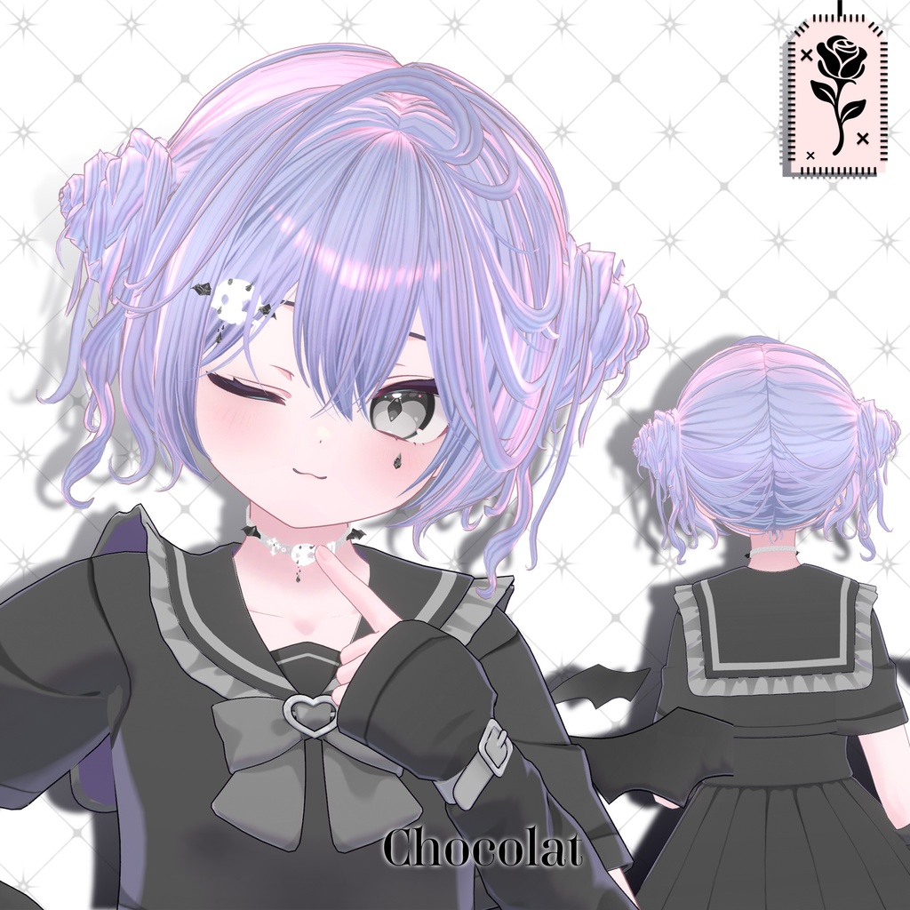 💀 🌹Sale!<18Avater>Twin rose hair+acc set🌹💀
