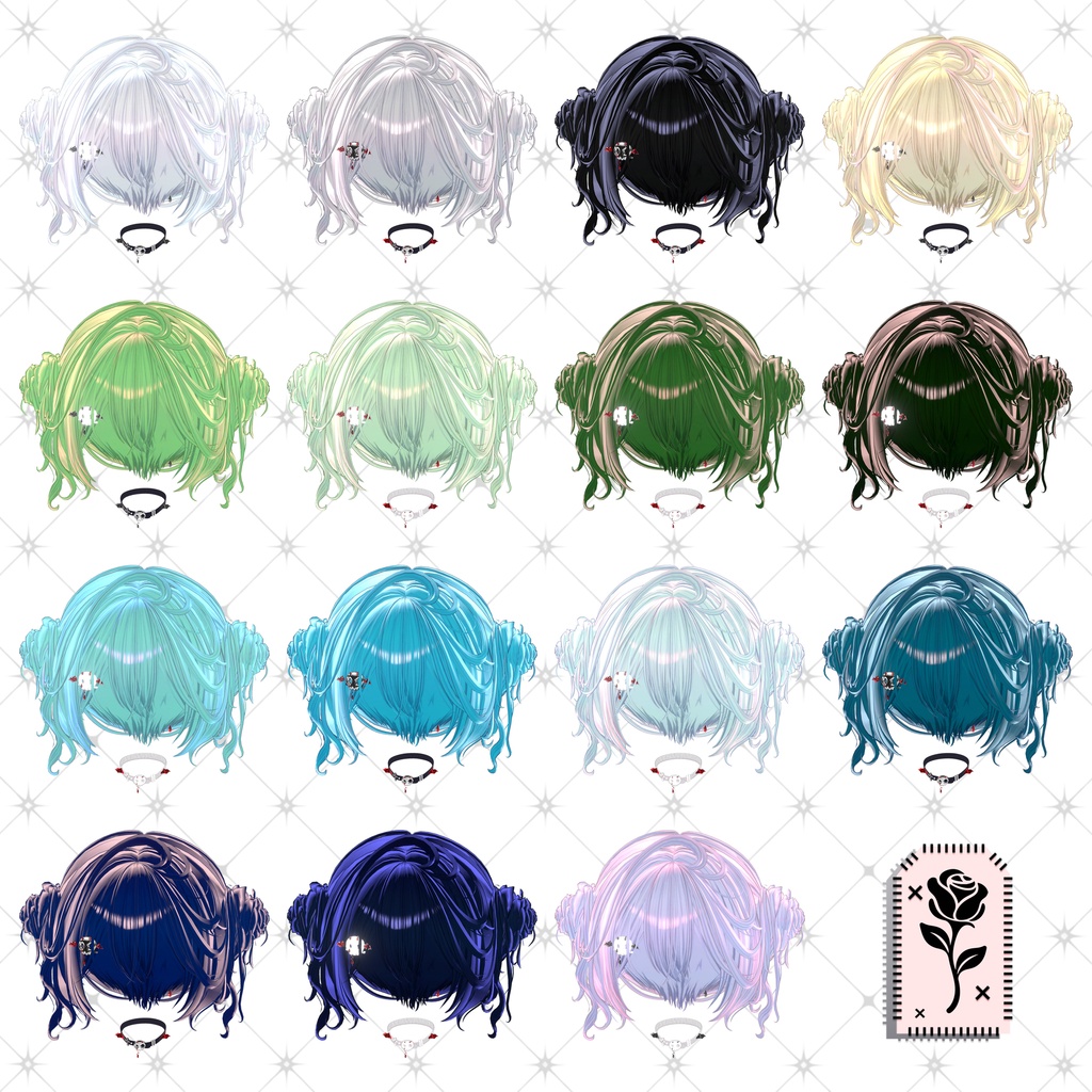 💀 🌹Sale!<18Avater>Twin rose hair+acc set🌹💀