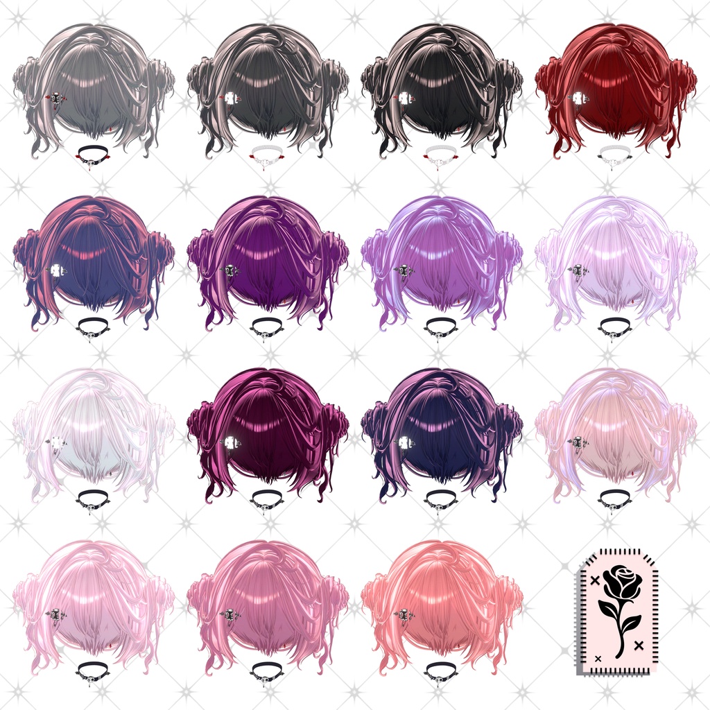 💀 🌹Sale!<18Avater>Twin rose hair+acc set🌹💀