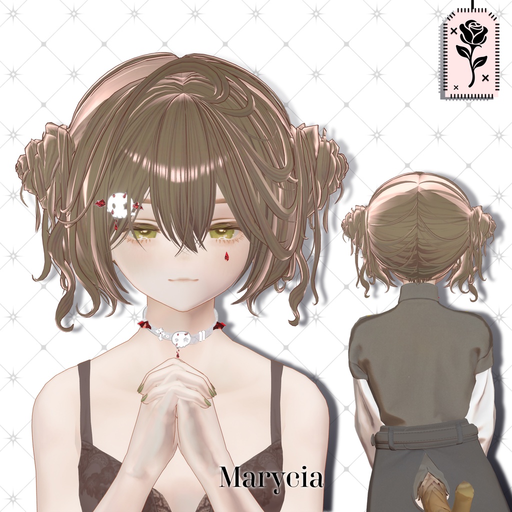 💀 🌹Sale!<18Avater>Twin rose hair+acc set🌹💀