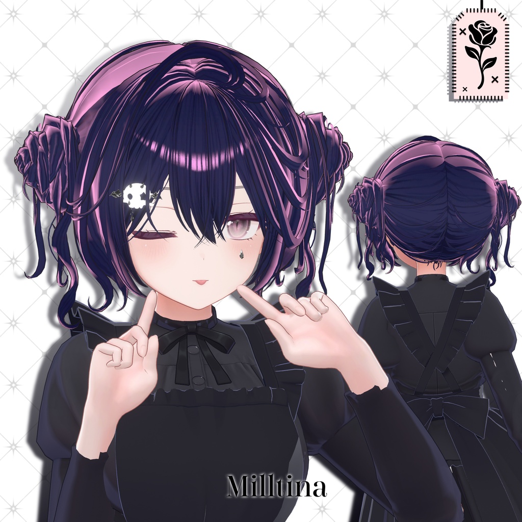 💀 🌹Sale!<18Avater>Twin rose hair+acc set🌹💀