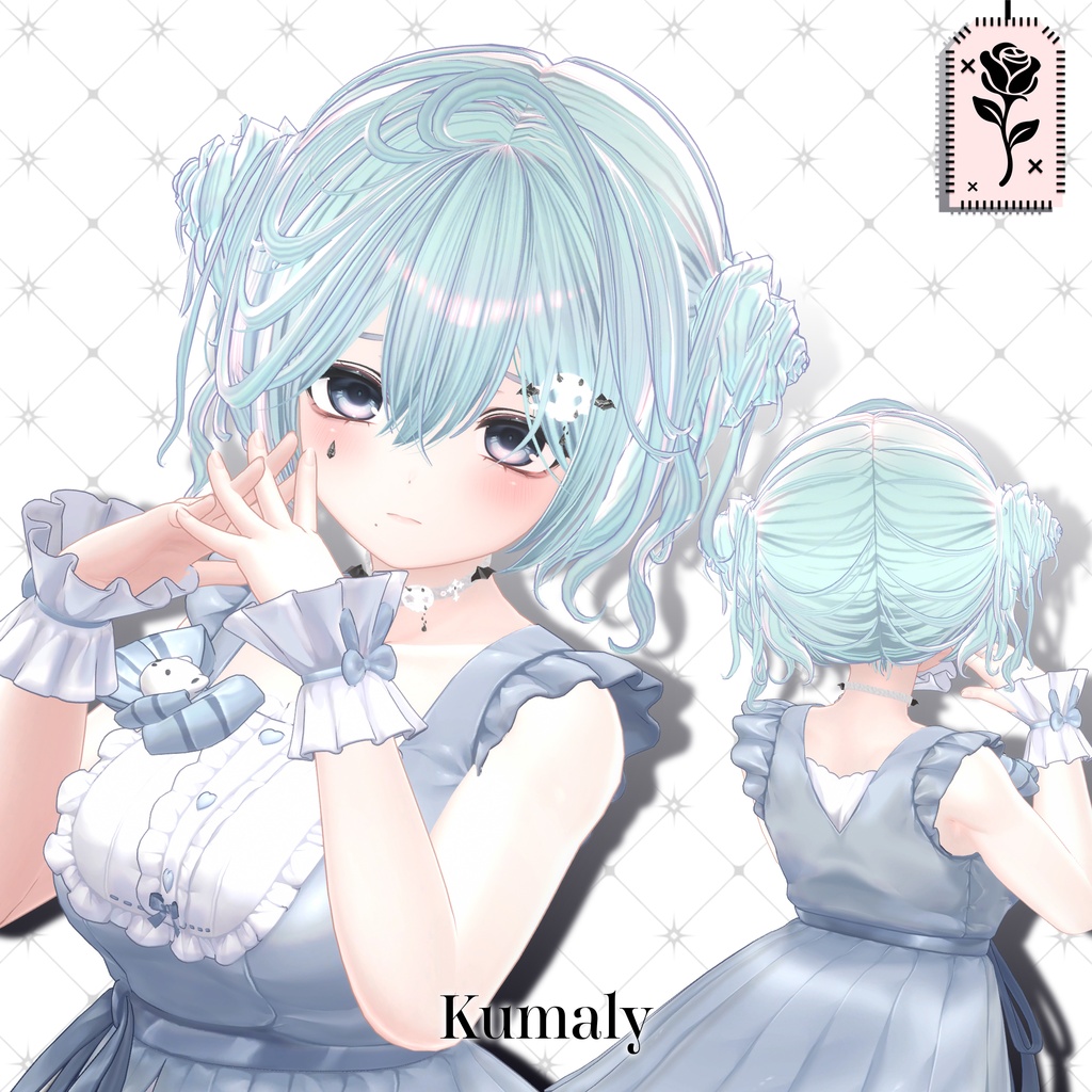 💀 🌹Sale!<18Avater>Twin rose hair+acc set🌹💀