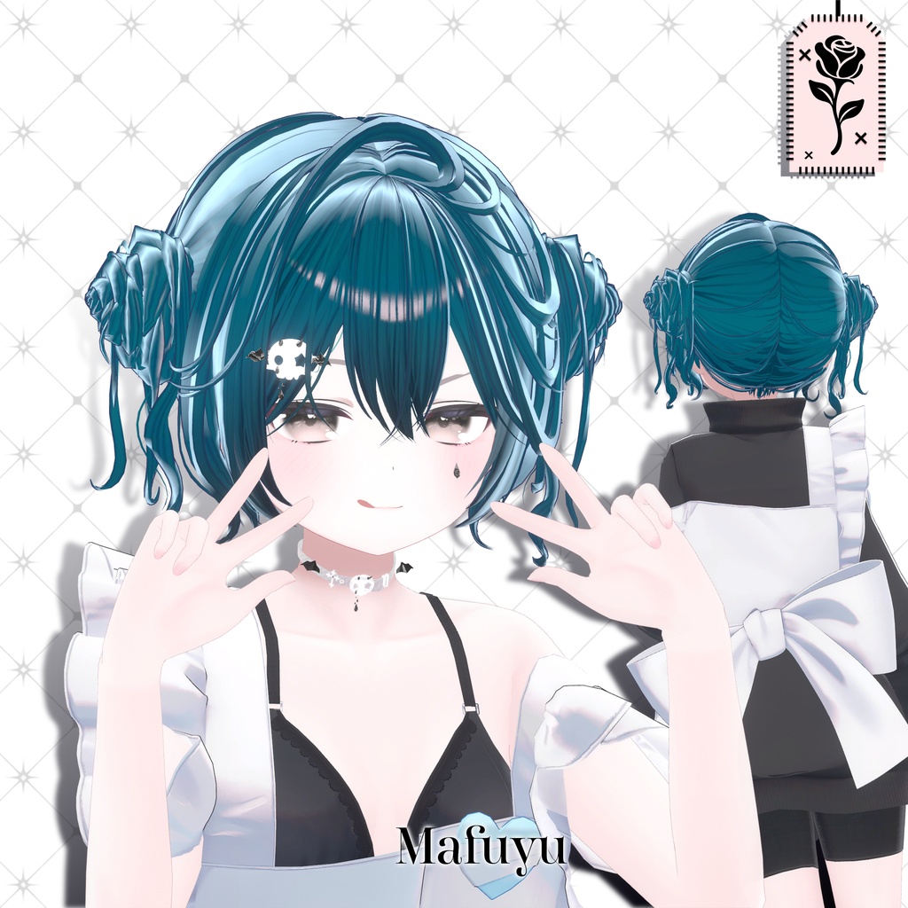 💀 🌹Sale!<18Avater>Twin rose hair+acc set🌹💀