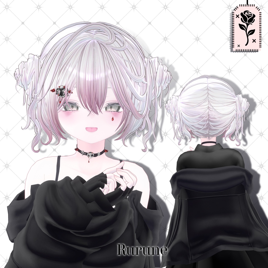 💀 🌹Sale!<18Avater>Twin rose hair+acc set🌹💀