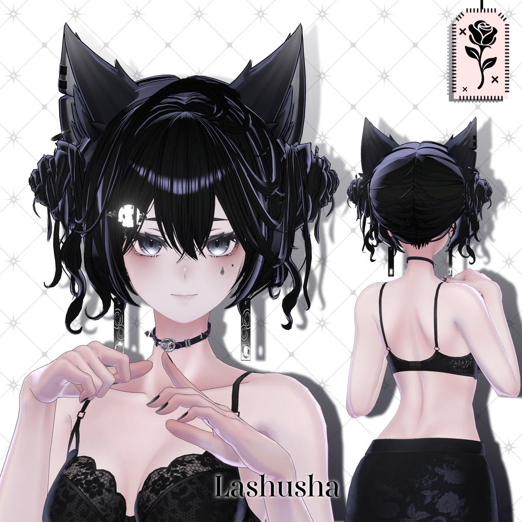 💀 🌹Sale!<18Avater>Twin rose hair+acc set🌹💀