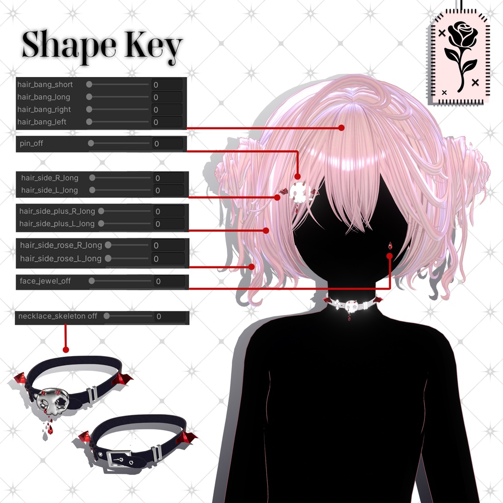 💀 🌹Sale!<18Avater>Twin rose hair+acc set🌹💀
