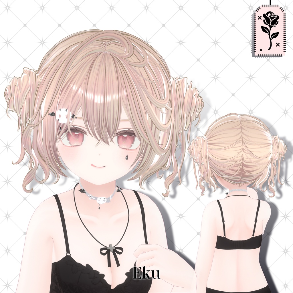 💀 🌹Sale!<18Avater>Twin rose hair+acc set🌹💀