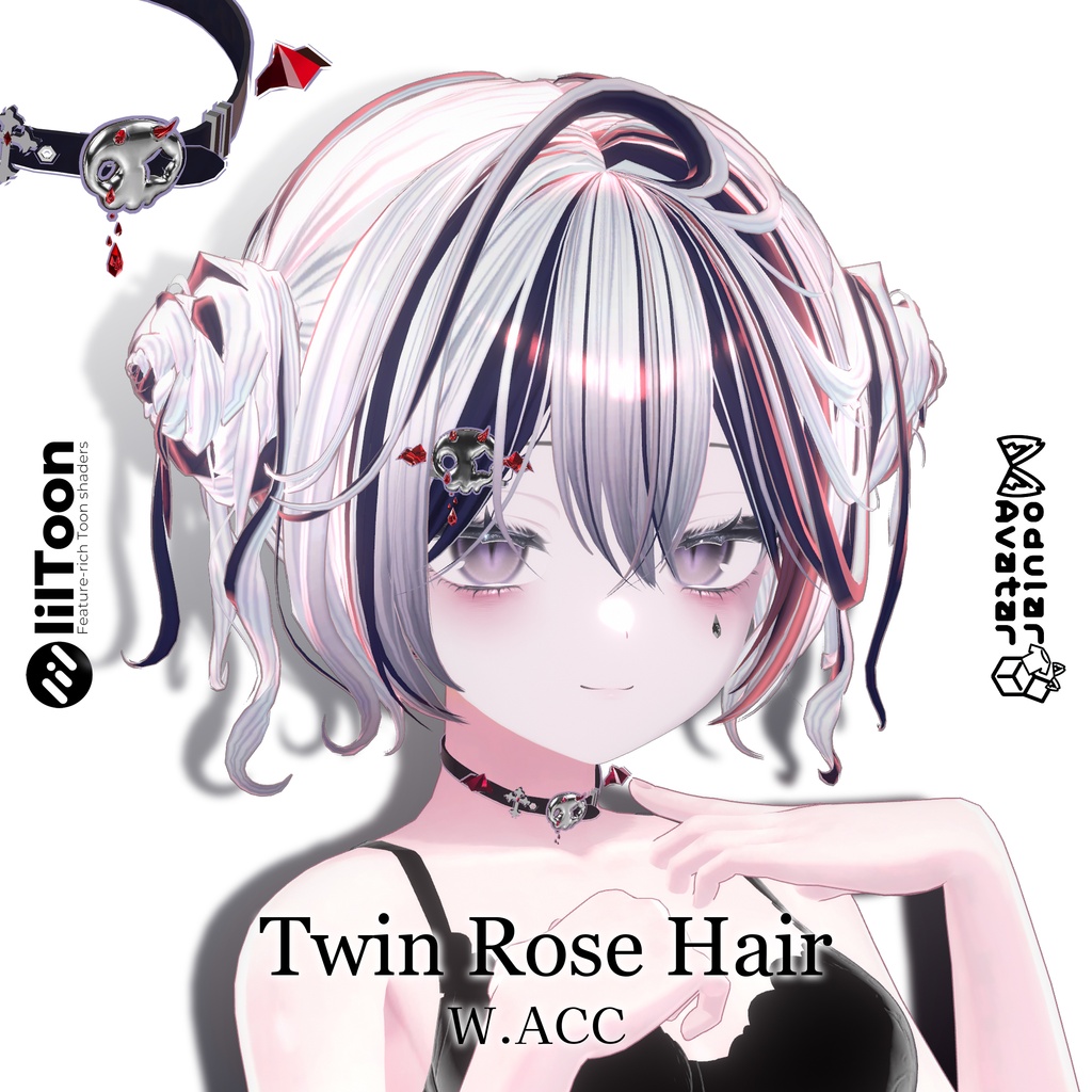 💀 🌹Sale!<18Avater>Twin rose hair+acc set🌹💀