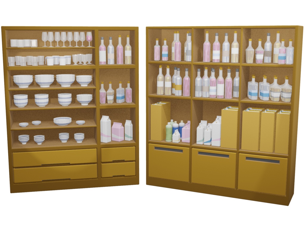 飲み物と食器の収納棚