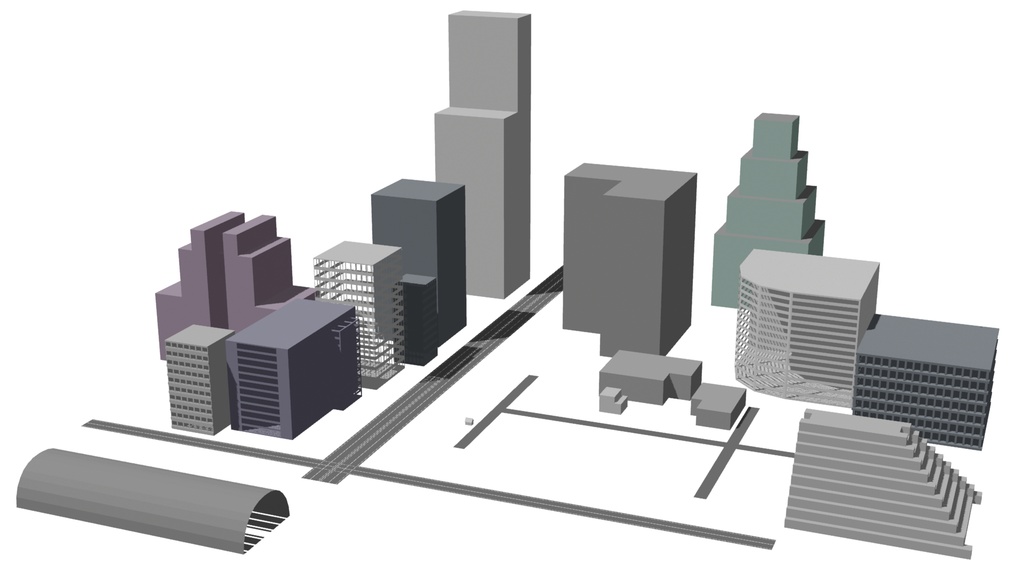 ビルのシルエット3Dモデル