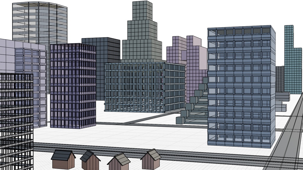 ビルのシルエット3Dモデル