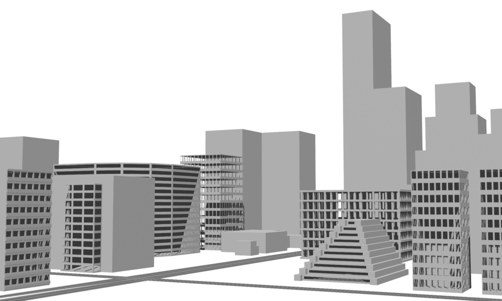 ビルのシルエット3Dモデル