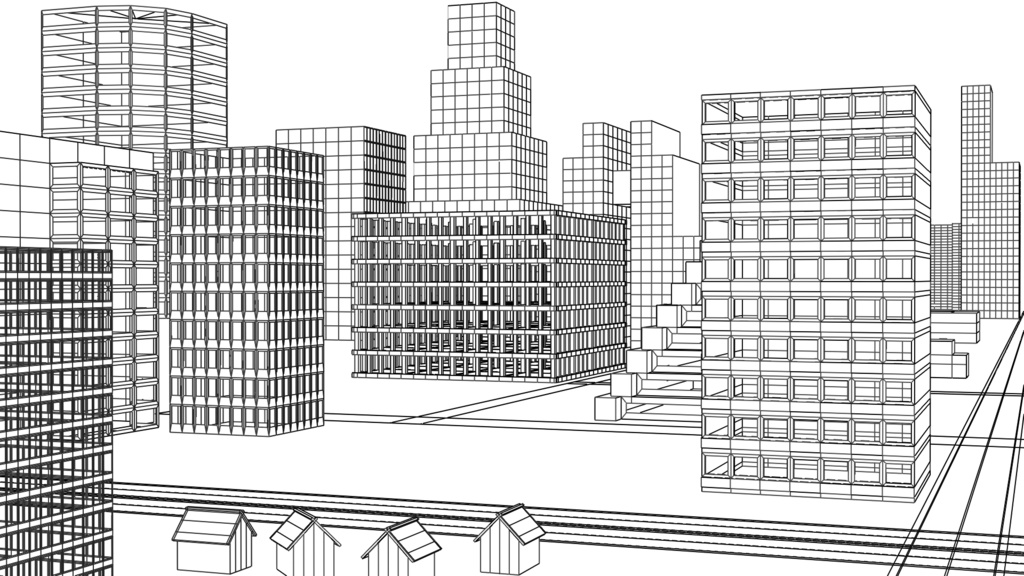 ビルのシルエット3Dモデル