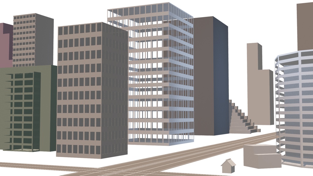 ビルのシルエット3Dモデル