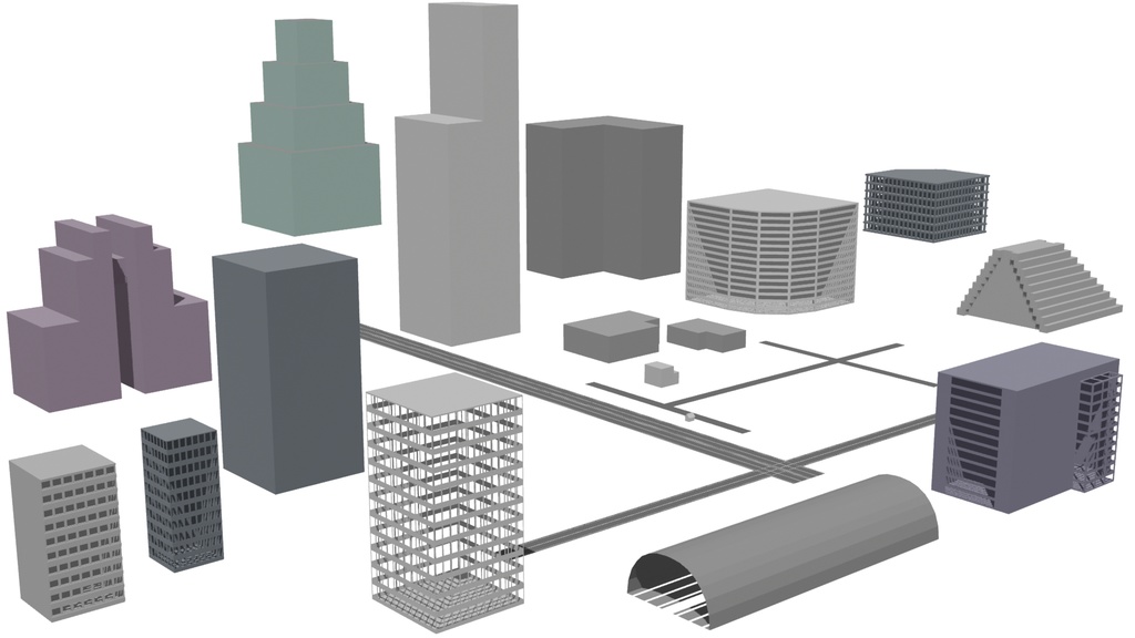 ビルのシルエット3Dモデル