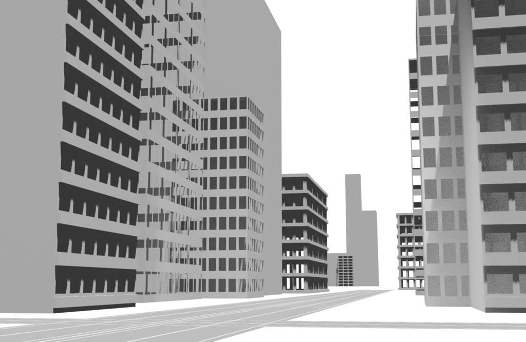 ビルのシルエット3Dモデル