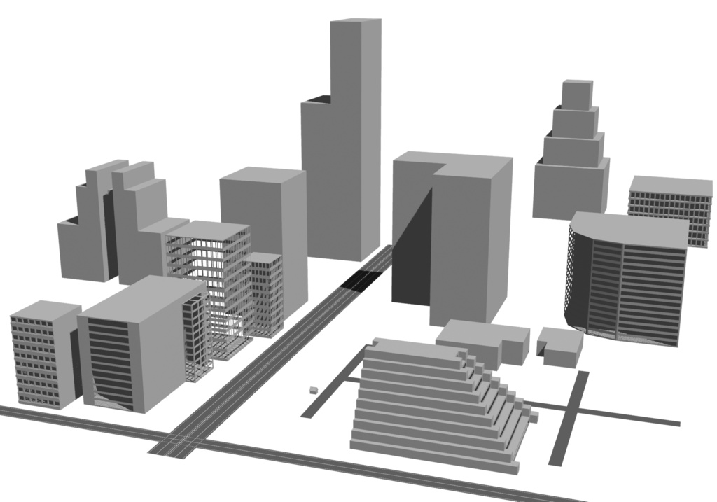 ビルのシルエット3Dモデル