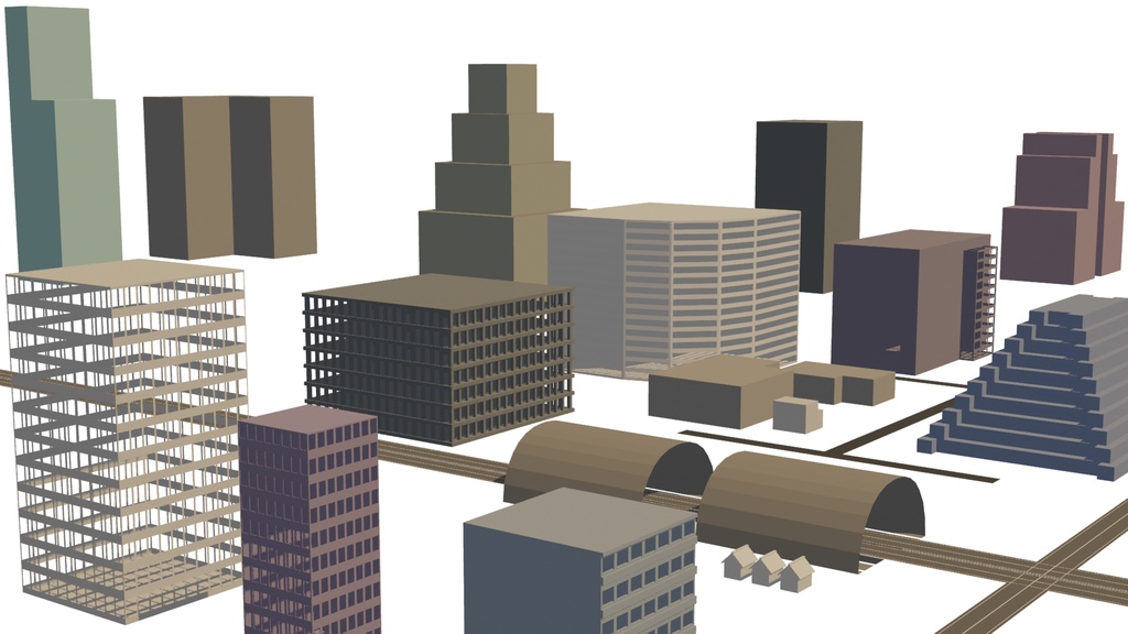 ビルのシルエット3Dモデル