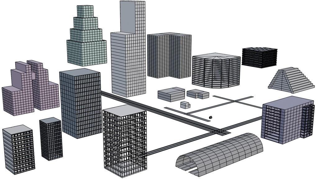 ビルのシルエット3Dモデル