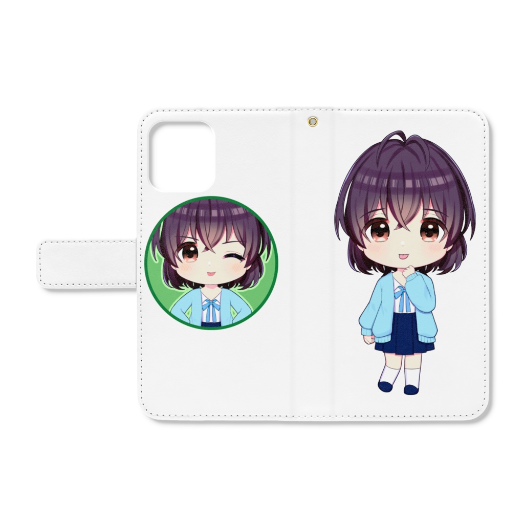 湊。のiPhone手帳型ケース 表情:ノーマル & バッジA