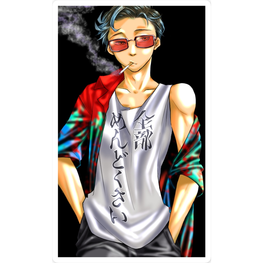 🌺アロハグラサン【赤ver】スマホステッカー