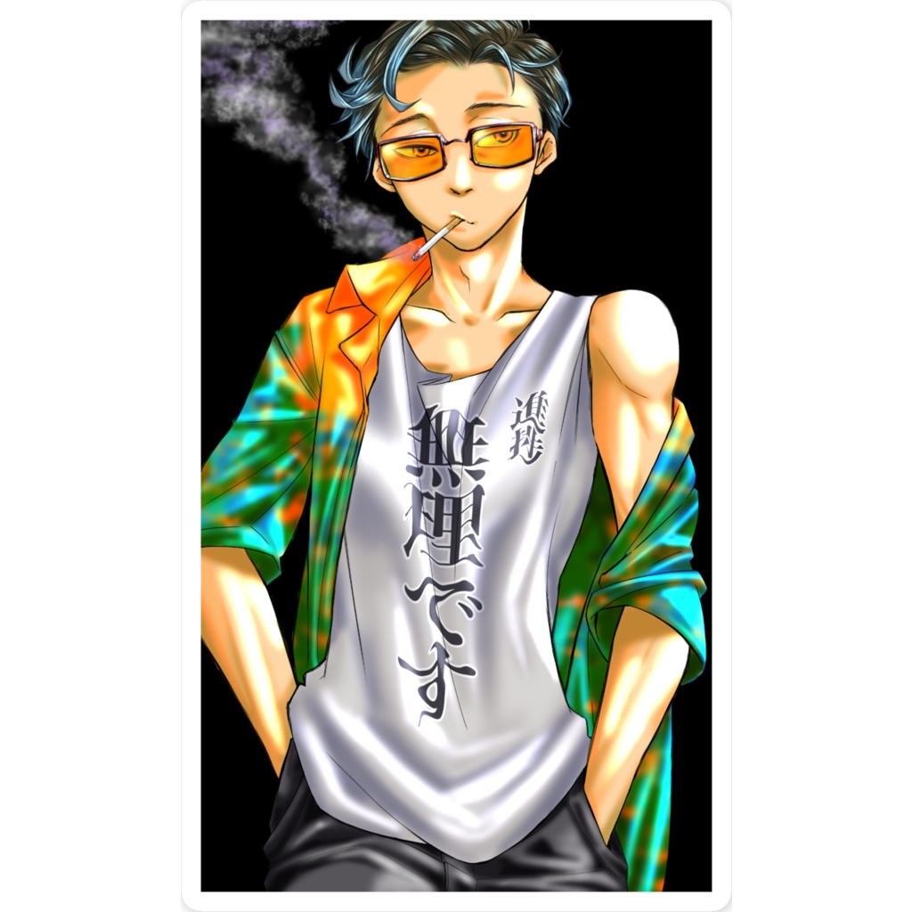 🌺アロハグラサン【黄ver】スマホステッカー