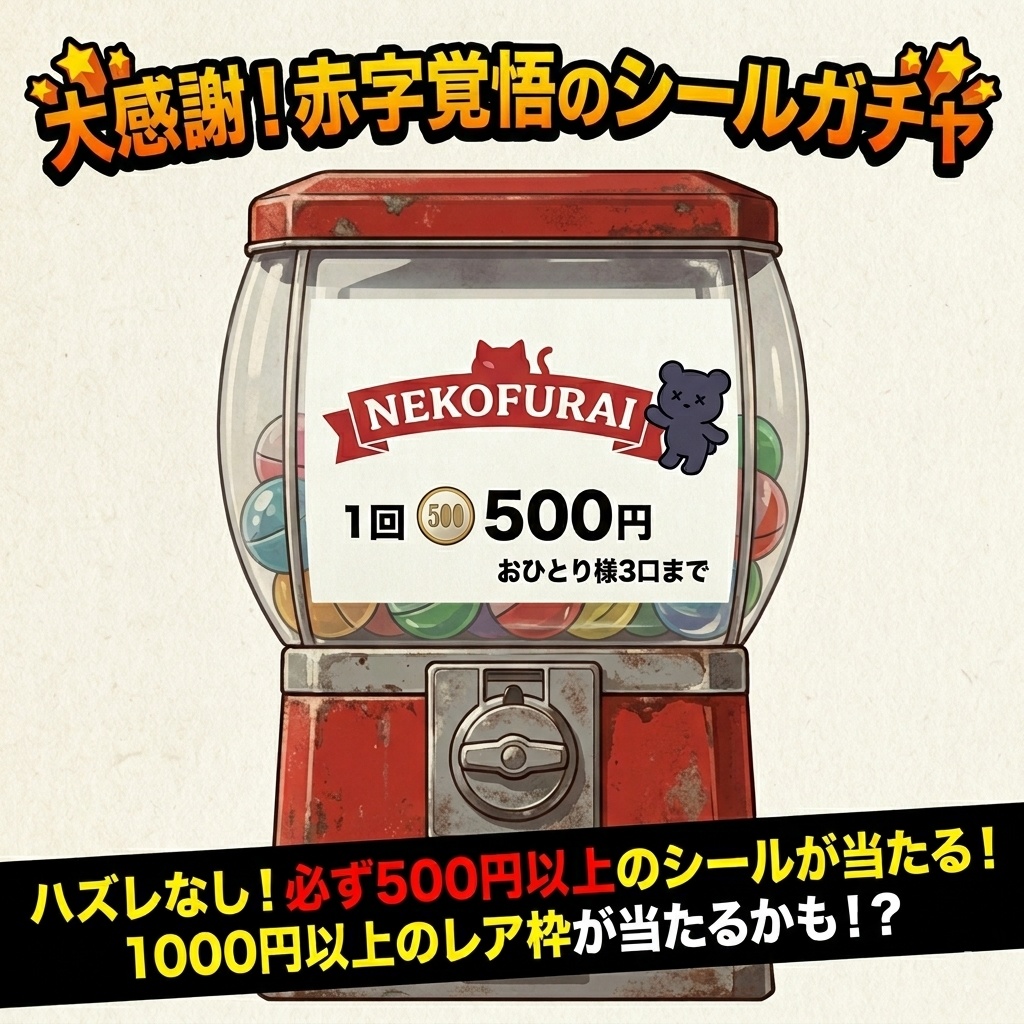運試し！大感謝！赤字覚悟のシールガチャオリパ